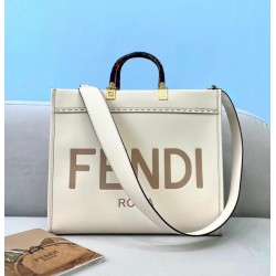 Replica perfetta Fendi Sunshine Medium Shopper Borsa vitello bianca Imitazione Outlet Online