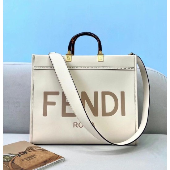 Replica perfetta Fendi Sunshine Medium Shopper Borsa vitello bianca Imitazione Outlet Online