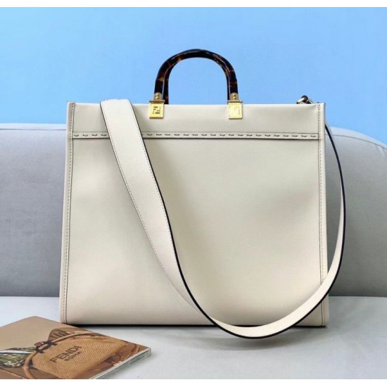 Replica perfetta Fendi Sunshine Medium Shopper Borsa vitello bianca Imitazione Outlet Online