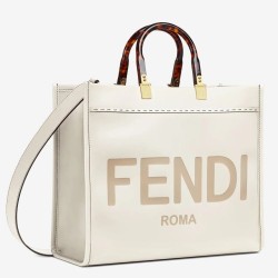 Replica perfetta Fendi Sunshine Medium Shopper Borsa vitello bianca Imitazione Outlet Online