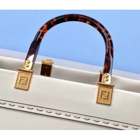 Replica perfetta Fendi Sunshine Medium Shopper Borsa vitello bianca Imitazione Outlet Online
