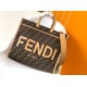 Replica perfetta Borsa tote media Fendi Sunshine tessuto jacquard FF marrone Imitazione Outlet Online