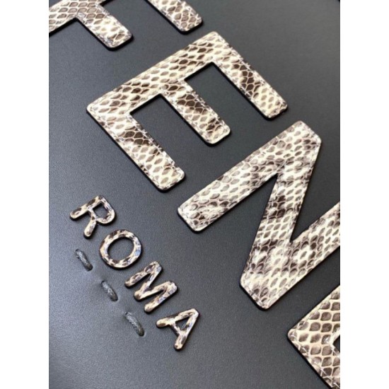 Replica perfetta Borsa tote media Fendi Sunshine nera con logo pitone Imitazione Outlet Online