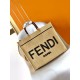 Perfette Qualità Repliche Borsa tote media Fendi Sunshine paglia nera e naturale Imitazione