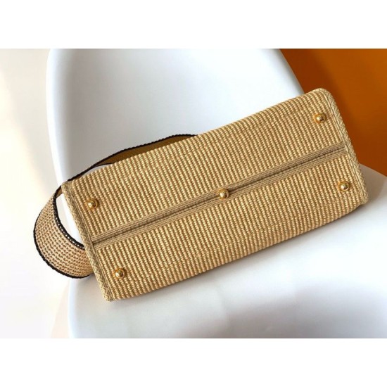 Perfette Qualità Repliche Borsa tote media Fendi Sunshine paglia nera e naturale Imitazione