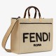 Perfette Qualità Repliche Borsa tote media Fendi Sunshine paglia nera e naturale Imitazione