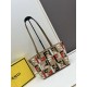 Migliore Repliche Borsa piccola Roll Tote Fendi tela con ricamo FF multicolore Economiche Outlet Online