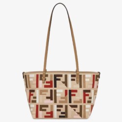 Migliore Repliche Borsa piccola Roll Tote Fendi tela con ricamo FF multicolore Economiche Outlet Online