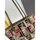 Migliore Repliche Borsa piccola Roll Tote Fendi tela con ricamo FF multicolore Economiche Outlet Online