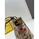 Migliore Repliche Borsa piccola Roll Tote Fendi tela con ricamo FF multicolore Economiche Outlet Online