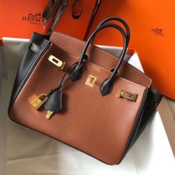Perfette Qualità Repliche Borsa Hermes Birkin bicolore 25cm marrone/nero Clemence Imitazione