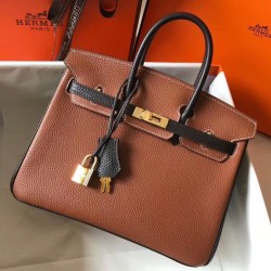 Perfette Qualità Repliche Borsa Hermes Birkin bicolore 25cm marrone/nero Clemence Imitazione
