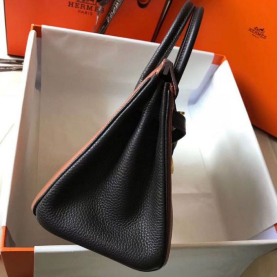 Repliche Borsa Hermes Birkin bicolore 25cm marrone/nero Clemence Imitazioni Premium Perfette Qualità Repliche Borsa Hermes Birkin bicolore 25cm marrone/nero Clemence Imitazione