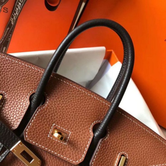 Repliche Borsa Hermes Birkin bicolore 25cm marrone/nero Clemence Imitazioni Premium Perfette Qualità Repliche Borsa Hermes Birkin bicolore 25cm marrone/nero Clemence Imitazione