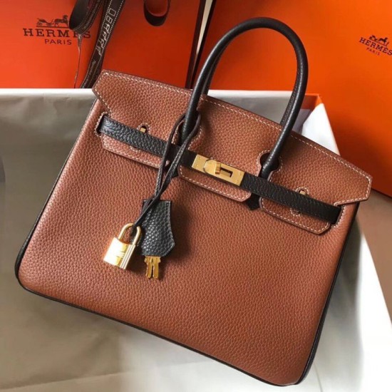 Repliche Borsa Hermes Birkin bicolore 25cm marrone/nero Clemence Imitazioni Premium Perfette Qualità Repliche Borsa Hermes Birkin bicolore 25cm marrone/nero Clemence Imitazione