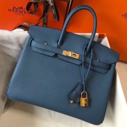Replica perfetta Borsa Hermes Birkin 25cm blu agata Clemence Imitazione Outlet Online