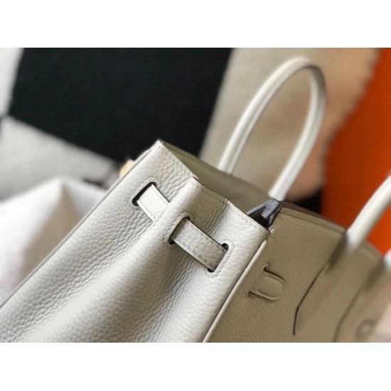 Miglior Falso Hermes Pearl Grey Clemence Birkin 30cm Borsa GHW Economiche Premium