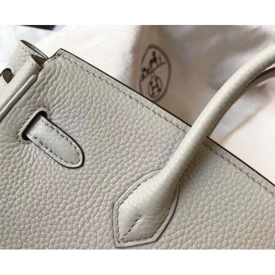 Miglior Falso Hermes Pearl Grey Clemence Birkin 30cm Borsa GHW Economiche Premium