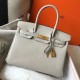 Miglior Falso Hermes Pearl Grey Clemence Birkin 30cm Borsa GHW Economiche Premium