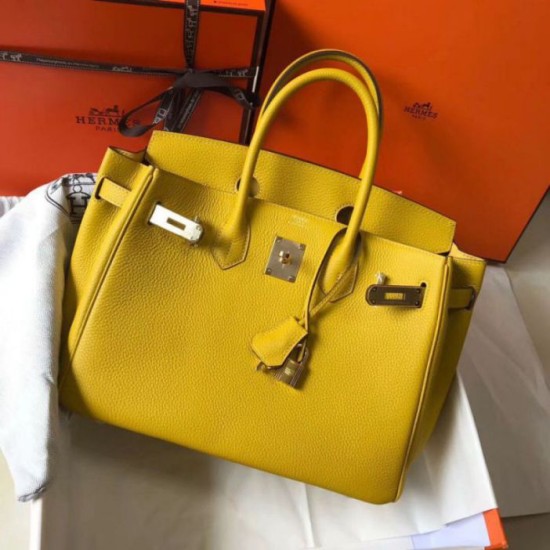 Miglior Falso Hermes Birkin 30cm Borsa Gialla Clemence Economiche Premium