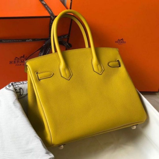 Miglior Falso Hermes Birkin 30cm Borsa Gialla Clemence Economiche Premium