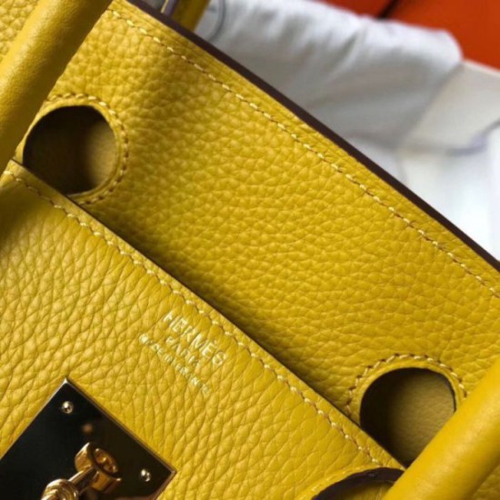 Miglior Falso Hermes Birkin 30cm Borsa Gialla Clemence Economiche Premium