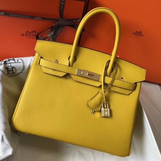 Miglior Falso Hermes Birkin 30cm Borsa Gialla Clemence Economiche Premium