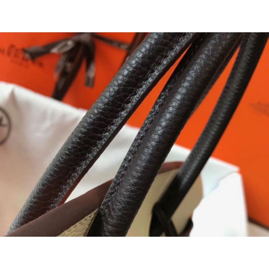 Perfette Qualità Repliche Hermes Birkin Tri-Color 35cm Borsa Arancione/Bianco/Nero Clemence Imitazione