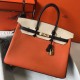 Perfette Qualità Repliche Hermes Birkin Tri-Color 35cm Borsa Arancione/Bianco/Nero Clemence Imitazione