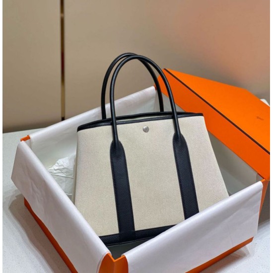 Migliore Repliche Hermes Garden Party 36cm Borsa Toile e Nero Economiche Outlet Online