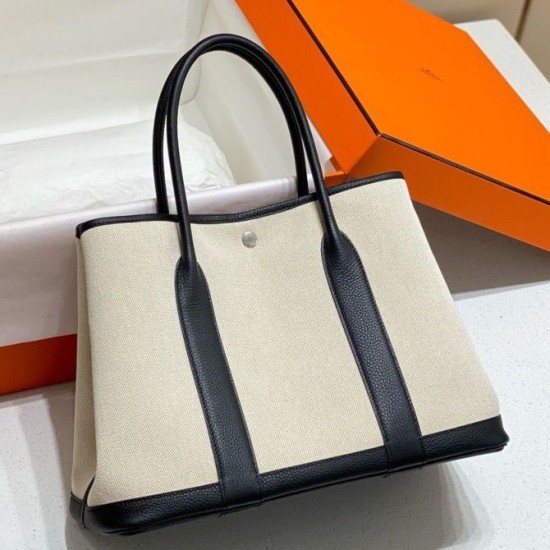 Migliore Repliche Hermes Garden Party 36cm Borsa Toile e Nero Economiche Outlet Online