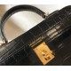 Hermes Kelly Mini II Borsa Nero Embossed Crocodile Replica originale di alta qualità Miglior Falso Hermes Kelly Mini II Borsa Nero Embossed Crocodile Economiche Premium