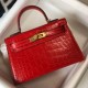 Perfette Qualità Repliche Hermes Kelly Mini II Borsa Rosso Embossed Crocodile Imitazione