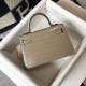 Replica perfetta Hermes Kelly Mini II Borsa Taupe Embossed Crocodile Imitazione Outlet Online