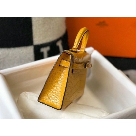 Migliore Repliche Hermes Kelly Mini II Borsa Yellow Embossed Crocodile Economiche Outlet Online