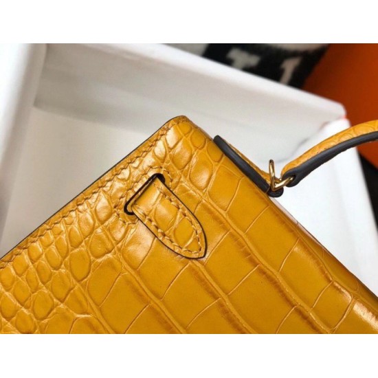 Migliore Repliche Hermes Kelly Mini II Borsa Yellow Embossed Crocodile Economiche Outlet Online