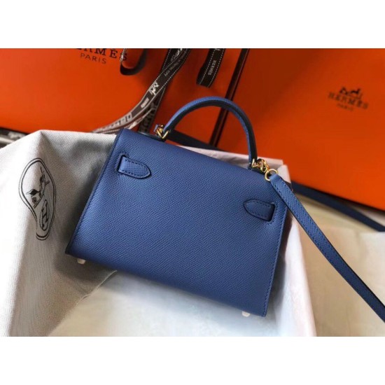 Migliore Repliche Hermes Kelly Mini II Borsa Blue Agate Epsom Economiche Outlet Online