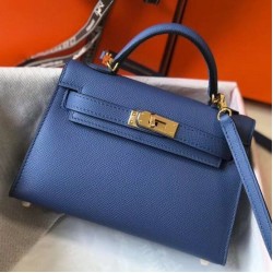 Migliore Repliche Hermes Kelly Mini II Borsa Blue Agate Epsom Economiche Outlet Online