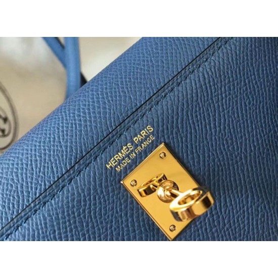 Migliore Repliche Hermes Kelly Mini II Borsa Blue Agate Epsom Economiche Outlet Online