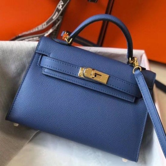 Migliore Repliche Hermes Kelly Mini II Borsa Blue Agate Epsom Economiche Outlet Online