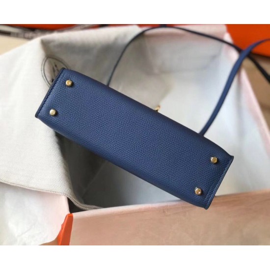 Migliore Repliche Hermes Kelly Mini II Borsa Blue Agate Epsom Economiche Outlet Online