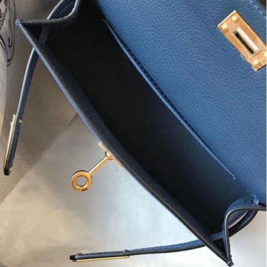 Migliore Repliche Hermes Kelly Mini II Borsa Blue Agate Epsom Economiche Outlet Online