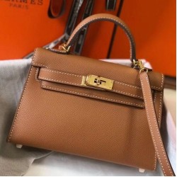 Migliore Repliche Hermes Kelly Mini II Borsa Gold Epsom Economiche Outlet Online