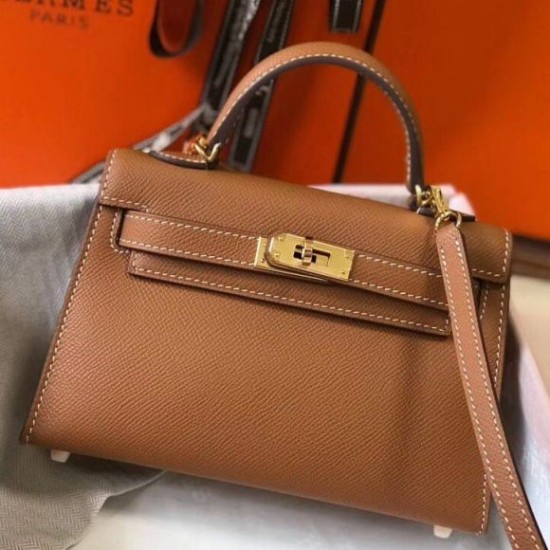 Migliore Repliche Hermes Kelly Mini II Borsa Gold Epsom Economiche Outlet Online
