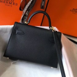 Migliore Repliche Hermes Kelly Mini II Borsa Nero Epsom Economiche Outlet Online
