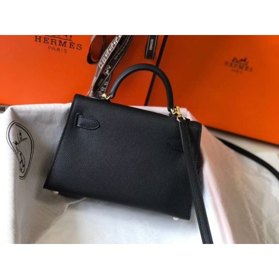 Migliore Repliche Hermes Kelly Mini II Borsa Nero Epsom Economiche Outlet Online