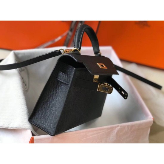 Migliore Repliche Hermes Kelly Mini II Borsa Nero Epsom Economiche Outlet Online