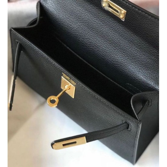 Migliore Repliche Hermes Kelly Mini II Borsa Nero Epsom Economiche Outlet Online