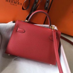 Miglior Falso Hermes Kelly Mini II Borsa Rouge Vif Epsom Economiche Premium