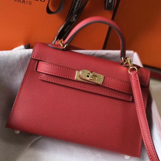 Miglior Falso Hermes Kelly Mini II Borsa Rouge Vif Epsom Economiche Premium